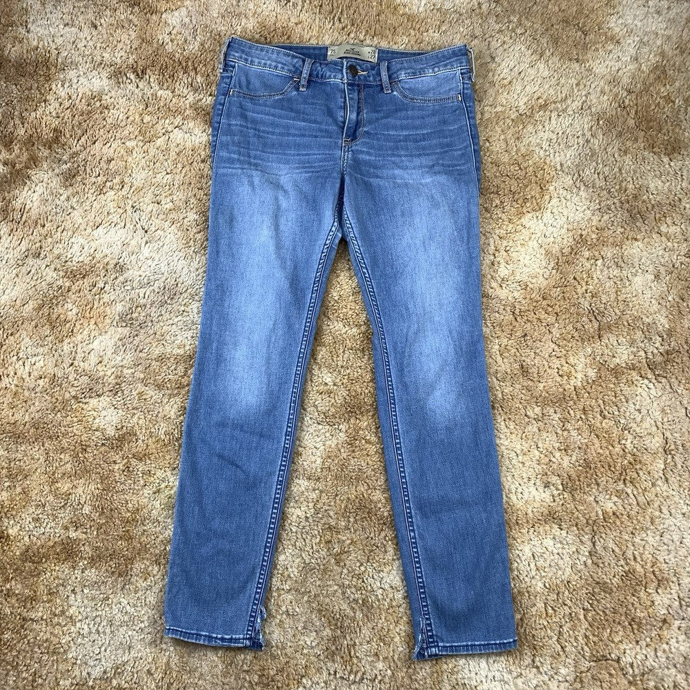 Hollister Jeans Size 7S W28 L27 Womens Super Skinny Low Rise Medium Wash Denim